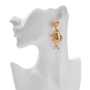 Vintage Gold Fish Dangle Earrings